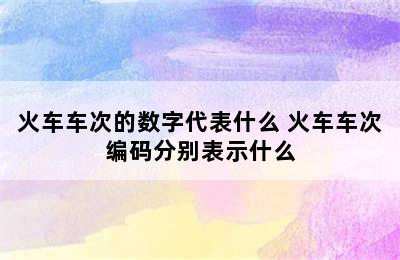 火车车次的数字代表什么 火车车次编码分别表示什么